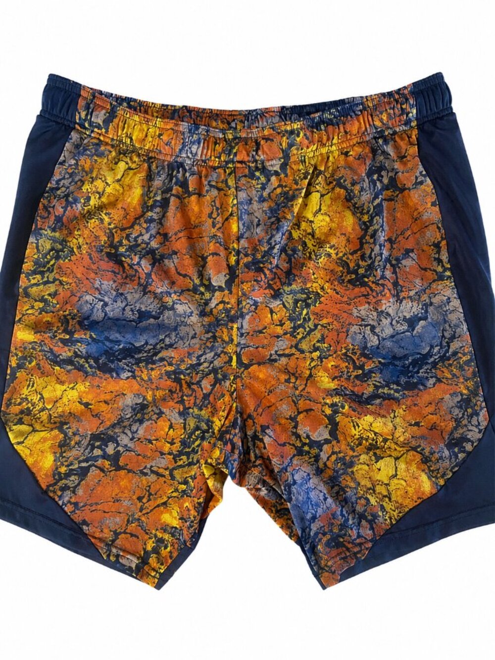 all in motion Orange and Navy Marble-Pattern Athletic Shorts